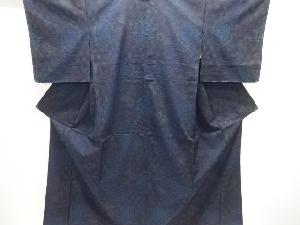 亀甲に草花模様織り出し手織り紬着物